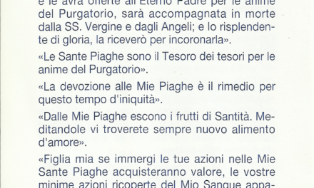 Devozione delle Sante Piaghe di Gesù e relative Promesse