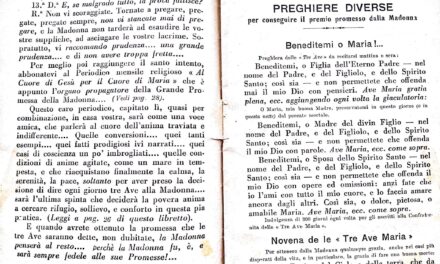Piccolo catechismo (13 domande) sulla Promessa del Paradiso per le “Tre Ave Maria” (1931)