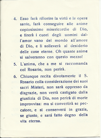 Rosario: 15 Promesse di Maria SS. Imprimatur +