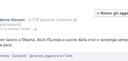 UNA RIGA DA LEGGERE. Roberto Maroni fa gli auguri ad Obama.