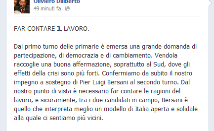 Il comunista “atlantico” Diliberto (frequentatore del “P2sta” Elia Valori) al fianco di Bersani.