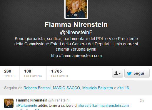 Fiamma Nirenstein: “Parlamento addio, torno a scrivere di Israele”