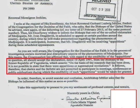 DOCUMENTO Santa Sede: la Gospa di Medjugorje non può essere considerata una vera apparizione