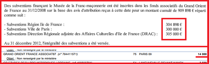 La massoneria del Grande Oriente di Francia riceve 900 mila euro di finanziamenti pubblici in due anni [PROVE]