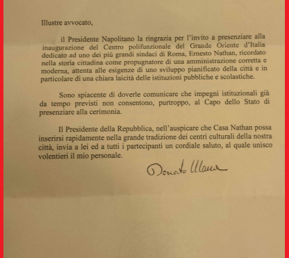 .:Giorgio Napolitano scrive lettere al Gran Maestro Massone del Grande Oriente d’Italia:.