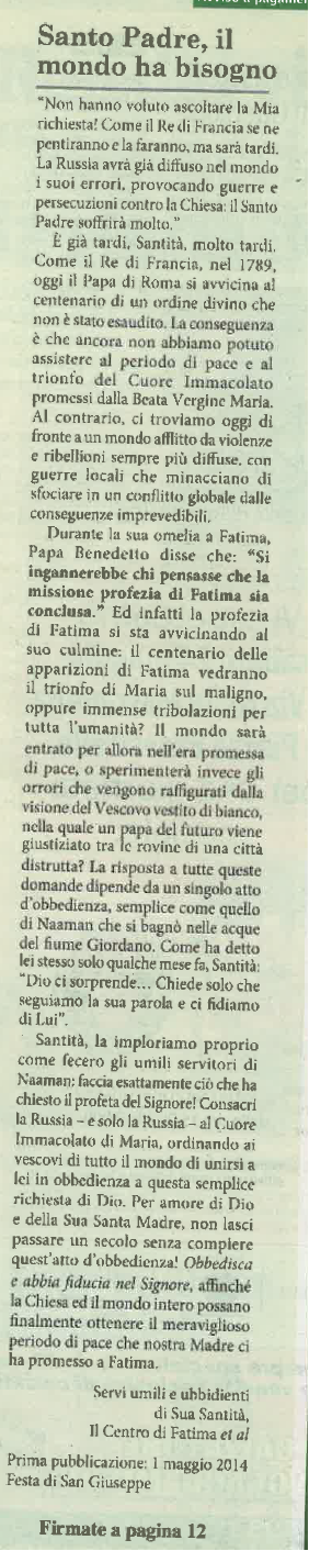 Consacrare la Russia al Cuore Immacolato di Maria