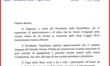 NAPOLITANO CI RICASCA: TERZA LETTERA ALLA MASSONERIA IN 8 MESI