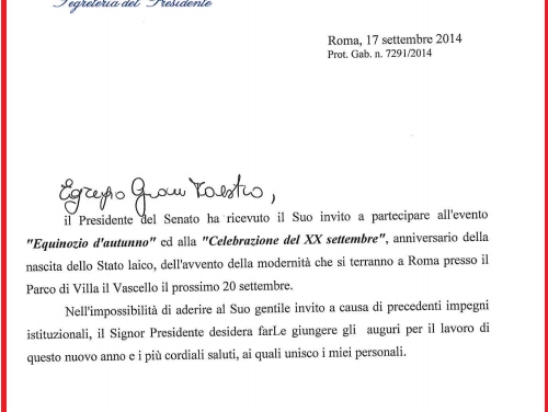 Napolitano, Grasso, Boldrini: tutti inviano auguri alla massoneria per il XX Settembre!