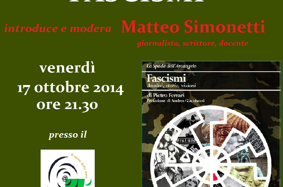 [EDIZIONI RADIO SPADA] 17 ottobre: il nostro Pietro Ferrari presenta a Giulianova “Fascismi”