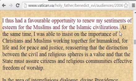 J. Ratzinger: sentimenti di stima nei confronti dei musulmani e della civiltà islamica