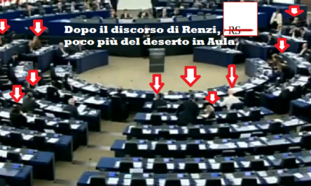 Renzi chiude il ‘semestre italiano’. Aula dell’europarlamento quasi deserta.