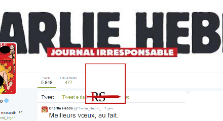 L’attuale immagine di profilo Twitter di Charlie Hebdo oscena e anticristiana