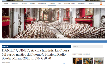 [DANILO QUINTO PER LE EDIZIONI RADIO SPADA] ‘Ancilla Hominis’ recensito su ConcilioVaticanoSecondo.it