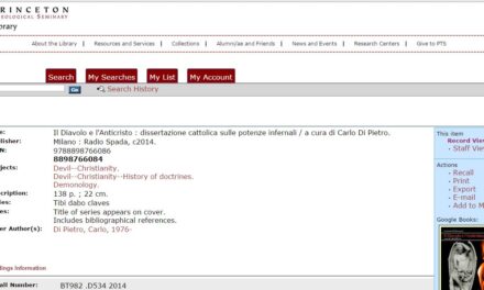 Anche il Princeton Theological Seminary acquisisce “Il Diavolo e l’Anticristo”, libro di Carlo Di Pietro per Edizioni Radio Spada