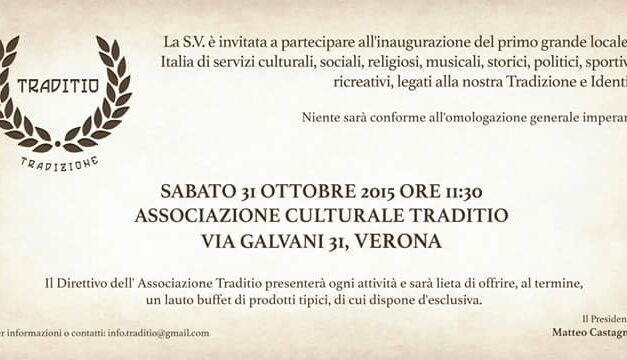 Il 31 ottobre apre ‘Traditio’ a Verona. Pronti?
