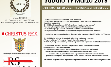 19 marzo: RS a Verona per il Convegno ‘Il sistema, ieri ed oggi: insorgenze di ieri e di oggi’