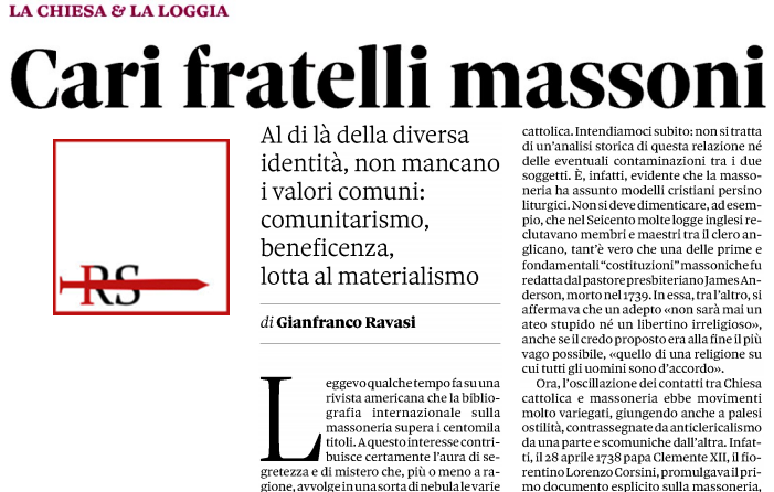 ‘Cari fratelli massoni’: così scrive il card. Ravasi