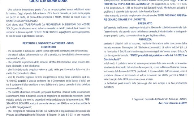 [AURITI] La supplica alla Madonna di Fatima contro l’usura