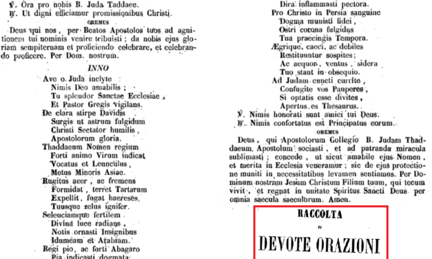 Antica preghiera latina a San Giuda Taddeo, per i casi impossibili