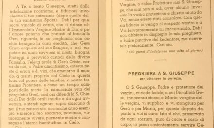 Un santino del 1943 con alcune belle preghiere a San Giuseppe