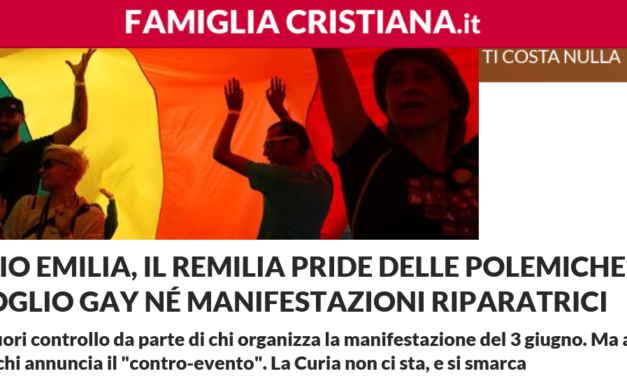 Molte nuove adesioni al Comitato B.G.S. …ma la pavida ‘Famiglia Cristiana’: ‘nè col Comitato nè col gay pride’