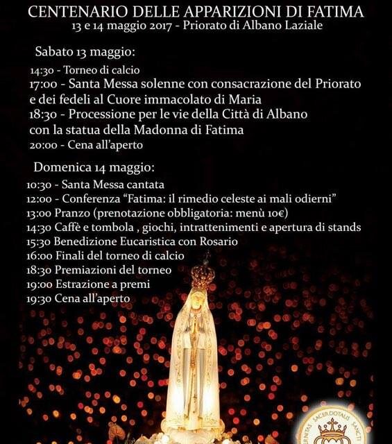 [FSSPX] Centenario delle apparizioni di Fatima al priorato di Albano