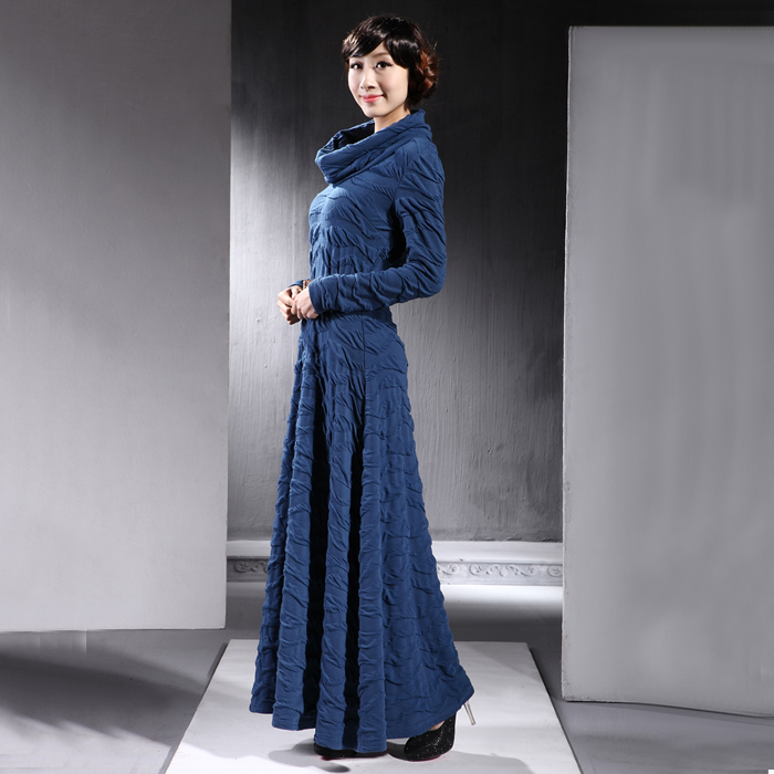 2014-Spring-Women-s-Turtleneck-full-length-Maxi-font-b-dress-b-font-Long-sleeve-casual