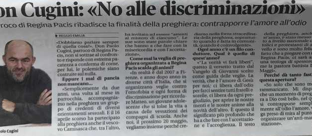 A Reggio E. la diocesi a un bivio: o con i ‘cristiani LGBT’ o con i cattolici. Ma la scelta sembra già fatta