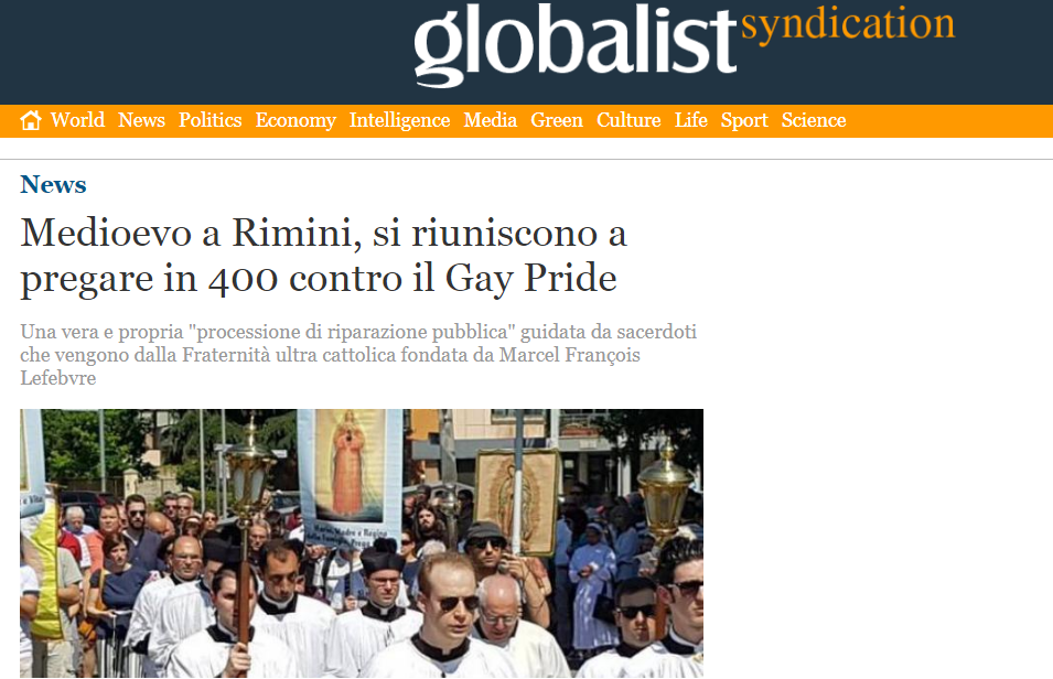 Il successo della processione di Rimini e il deragliamento dei media laicisti: ‘Medioevo a Rimini, si riuniscono a pregare in 400 contro il Gay Pride’