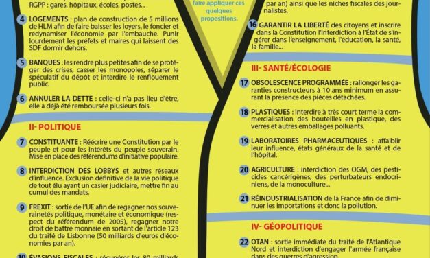 I 25 punti programmatici della ‘Carta Ufficiale dei Gilets Jaunes’