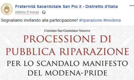La Fraternità San Pio X invita ufficialmente a partecipare alla processione di riparazione