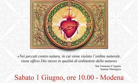 Processione di riparazione il 1° giugno a Modena per il gay pride