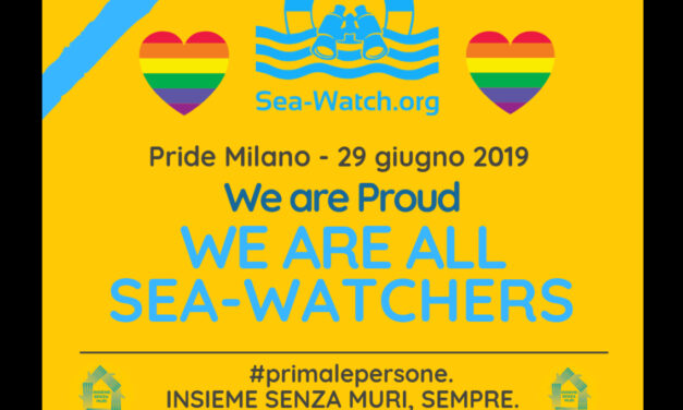 Milano Pride, carro “migranti Lgbt”: “Indossate nastro azzurro per supportare Sea Watch”