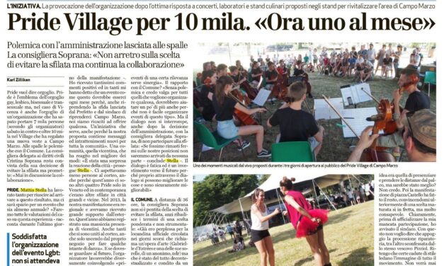 A Vicenza il Comune (Civiche, Lega, FI, FdI) è pro Pride, con cons. di maggioranza che attacca processione