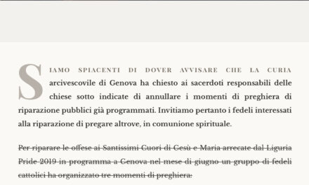 Opposizione curiale a riparazioni per i pride. A Genova i fedeli pregheranno fuori dalle chiese