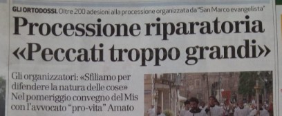 Giornale di Vicenza: oltre 200 a processione. Comitato: trionfo soprannaturale ma posizione diocesi scandalosa