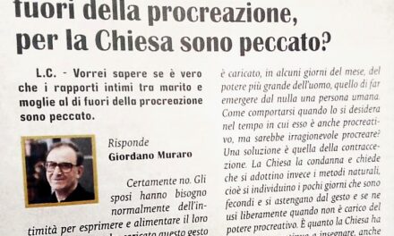 Postille a ‘Famiglia Cristiana’ sulla morale matrimoniale e sulla creazione.