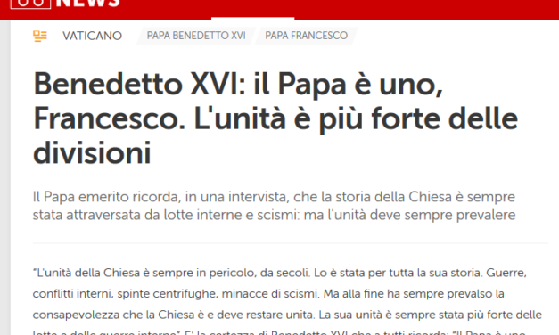 Conferme: Ratzinger riconosce Bergoglio come Papa