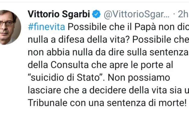 Persino il liberale Sgarbi sconcertato per il silenzio di Francesco sull’eutanasia