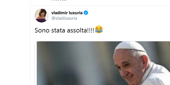 Francesco: meglio lussoriosi che pettegoli. E Luxuria (Vladimir) esulta su Twitter: “Sono assolta!”.