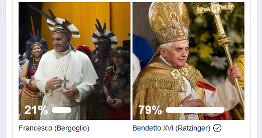 Esito del sondaggio-quiz su Benedetto XVI e Francesco. Il 79% dice Benedetto ed ha ragione: la frase è sua.