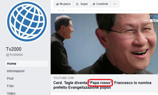Tv2000, la tv dei vescovi: «Card. Tagle diventa “Papa rosso”»