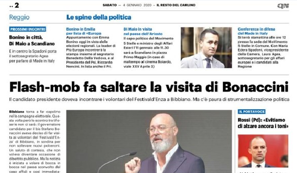 Bonaccini verso Bibbiano ma “flash mob fa saltare la visita”