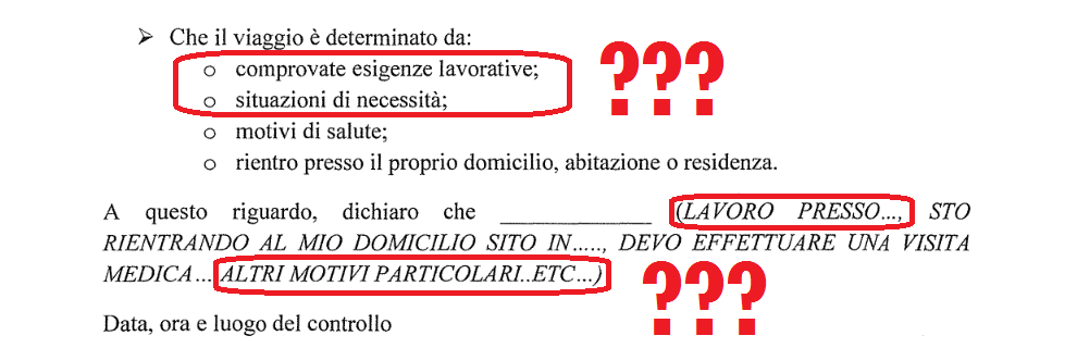 Coronavirus, misure comiche: ecco il modulo per autocertificarsi nella zona di sicurezza
